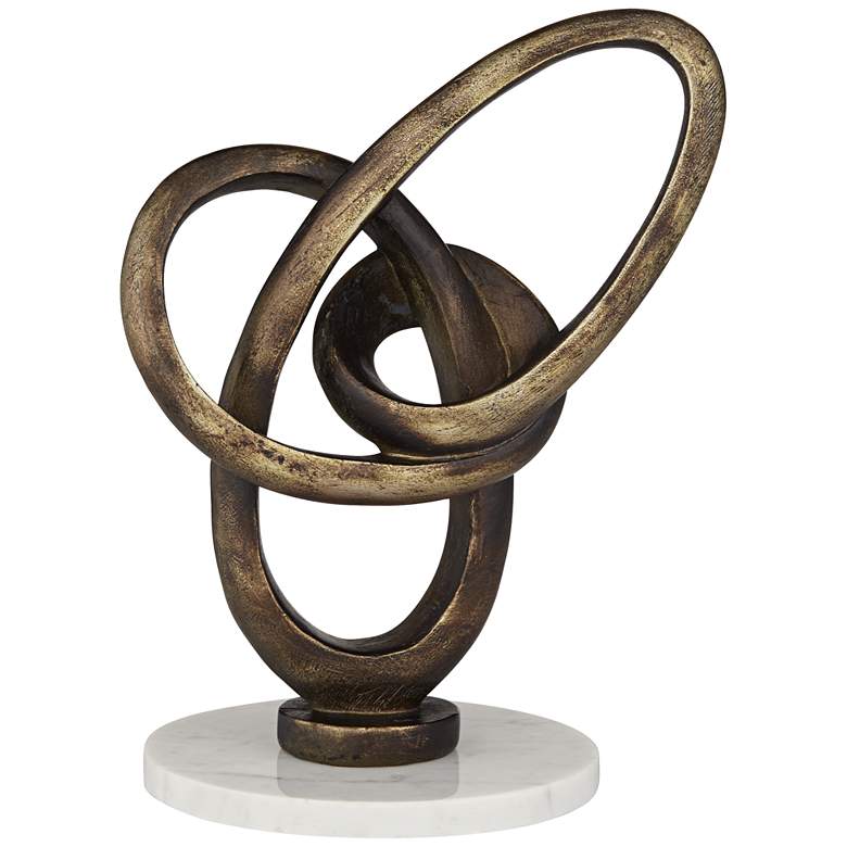 Image 4 Twist Abstract 8 1/2 inch High Bronze and White Marble Sculpture more views