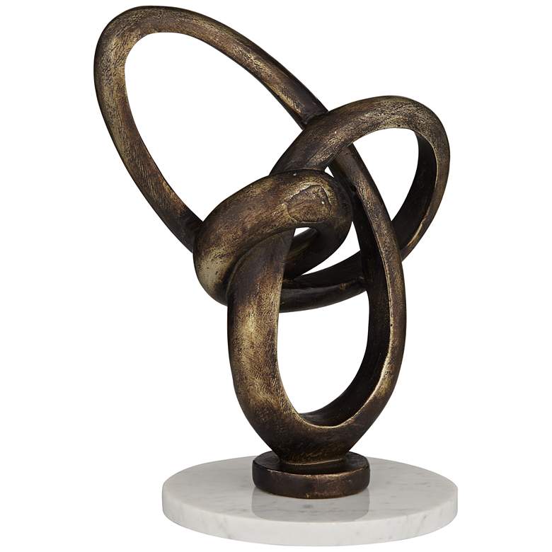 Image 5 Twist Abstract 8 1/2 inch High Bronze and White Marble Sculpture more views