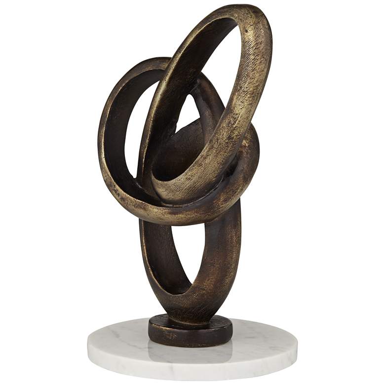 Image 6 Twist Abstract 8 1/2 inch High Bronze and White Marble Sculpture more views