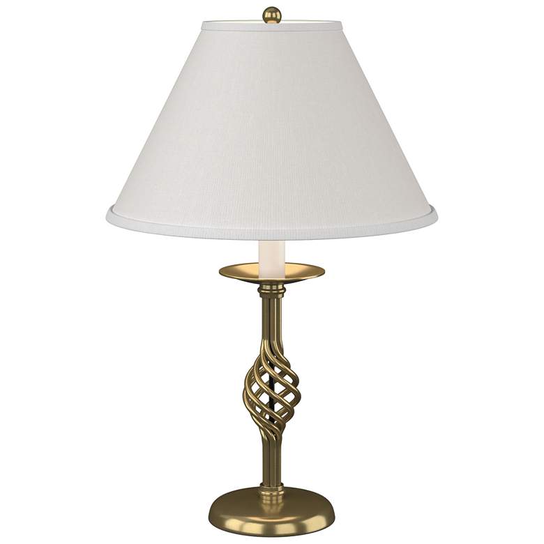 Image 1 Twist Basket 25.5 inchH Modern Brass Table Lamp With Natural Anna Shade