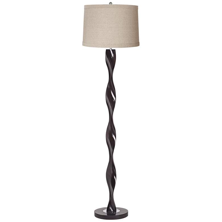 Image 1 Twist Floor Lamp with Natural Linen Drum Shade