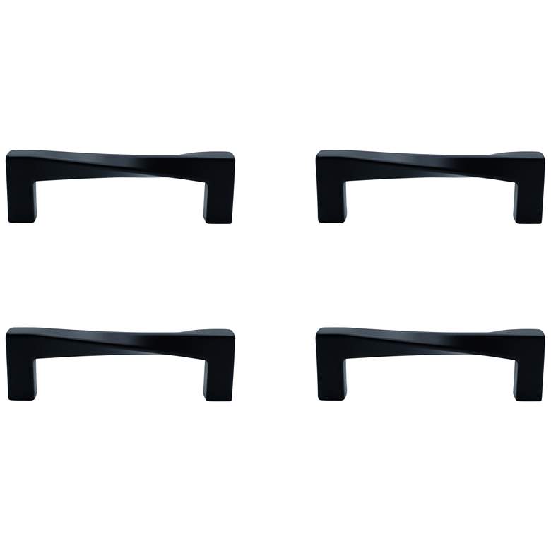 Image 1 Twist Matte Black Metal 4 1/4" Wide Cabinet Pull Set of 4