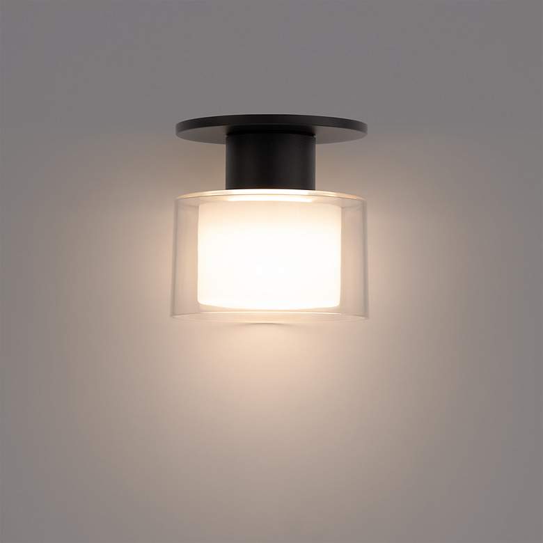 Image 3 Twist-N-Lite 5"H x 5"W 1-Light Semi-Flush Mount in Black more views