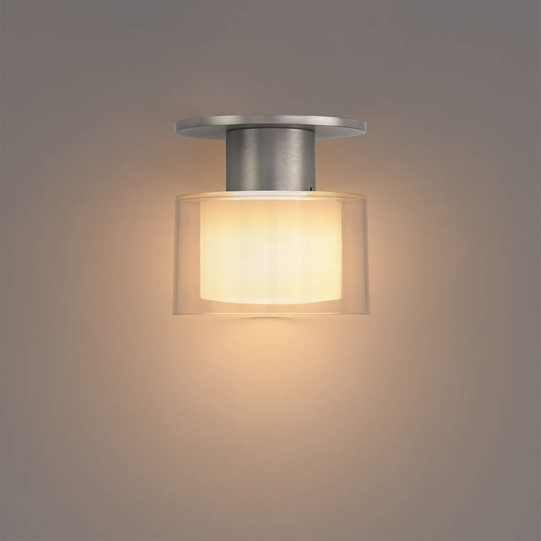 Image 3 Twist-N-Lite 5"H x 5"W 1-Light Semi-Flush Mount in Brushed Nickel more views