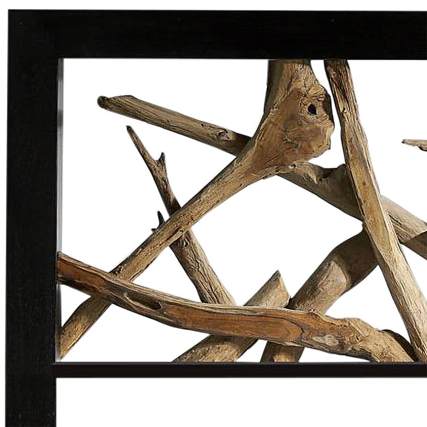 Twist Rustic Black and Natural Wood King Headboard 578W0 Lamps Plus