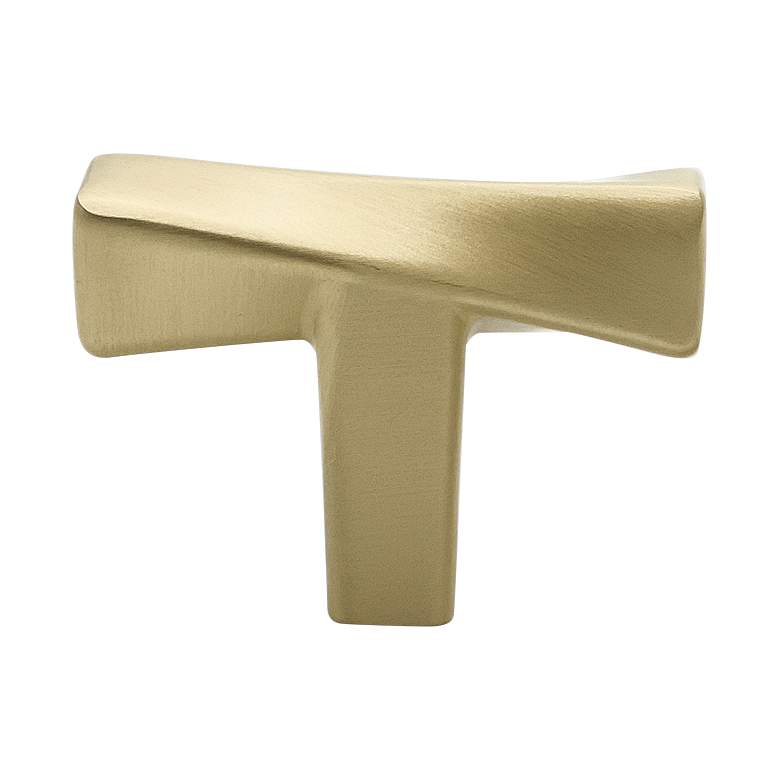 Image 1 Twist Satin Brass Metal 1 3/4" Wide Cabinet T-Knob
