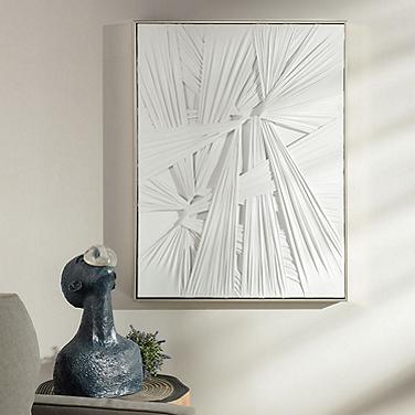 Twisted 39" High White Tied Fabric Framed Canvas Wall Art