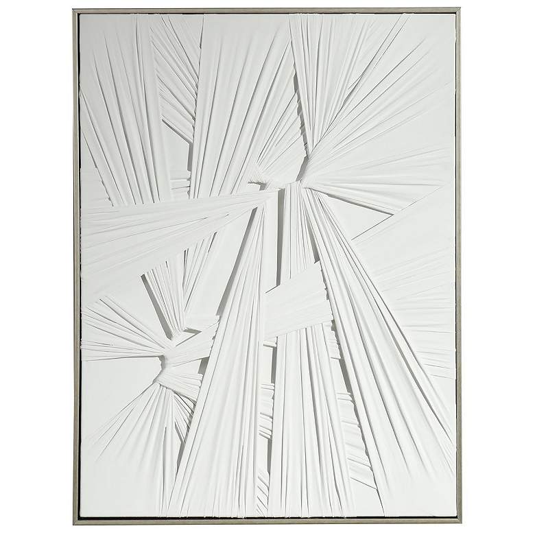 Image 1 Twisted 39" High White Tied Fabric Framed Canvas Wall Art