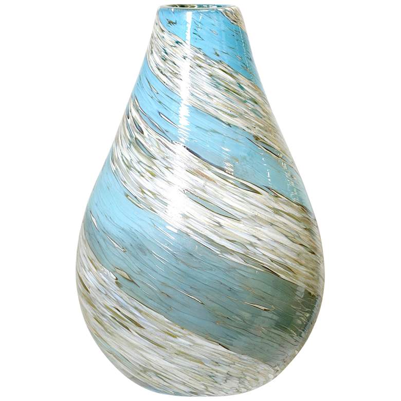 Image 1 Twisted Water And Ice Glass Vase - Hand Blown Decorative Vase