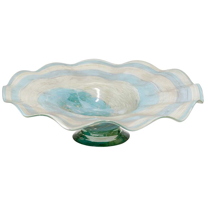 Image 3 Twisted Water And Ice Platter - Hand Blown Decorative Platter - Blue, Cream more views