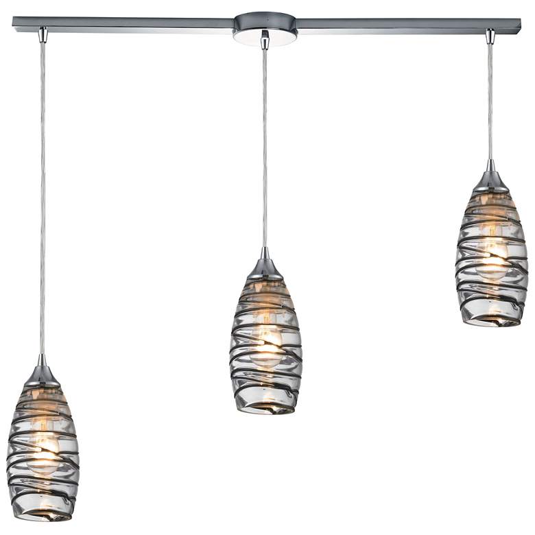 Image 1 Twister 36" Wide 3-Light Pendant - Polished Chrome