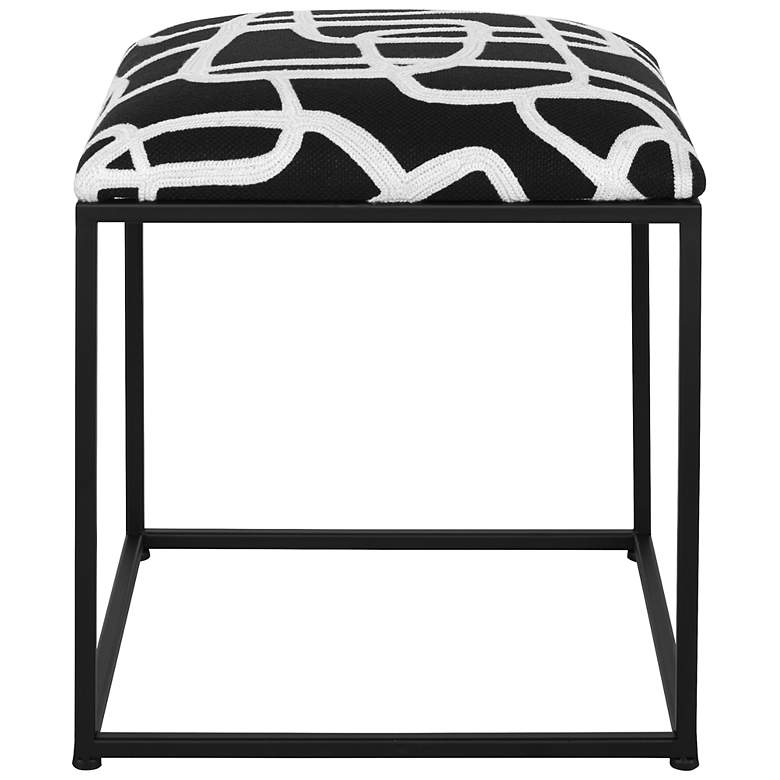 Image 3 Twists and Turns Black and White Fabric Square Ottoman