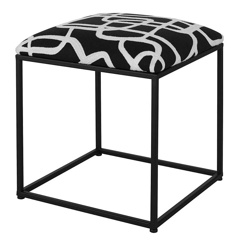 Image 4 Twists and Turns Black and White Fabric Square Ottoman more views