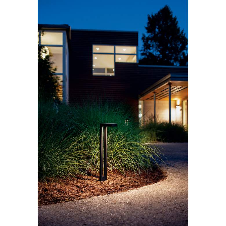 Image 7 Two Arm 22" High Textured Architectural Bronze Path Light more views