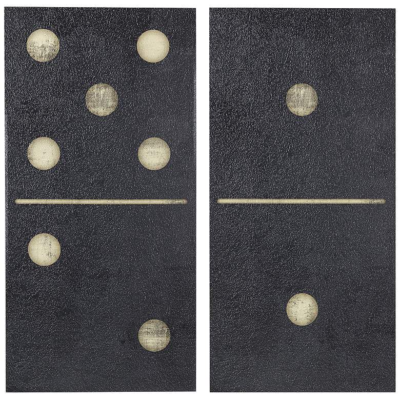 Image 2 Two Black Dominos 36" High 2-Piece Canvas Wall Art Set