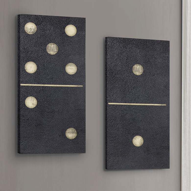 Image 1 Two Black Dominos 36" High 2-Piece Canvas Wall Art Set