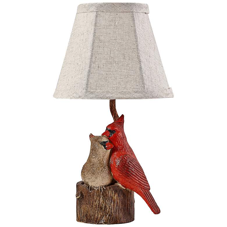 Image 1 Two Cardinals 12 3/4" High Country Cottage Bird Accent Table Lamp