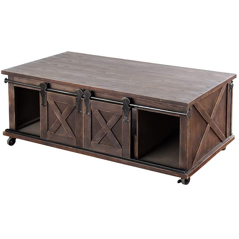 Image 5 Two Door, One Drawer and Shelf Wooden Coffee Table - Dark Brown more views