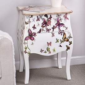 Image1 of Two Drawer Hand-Painted Accent Cabinet - White/Natural