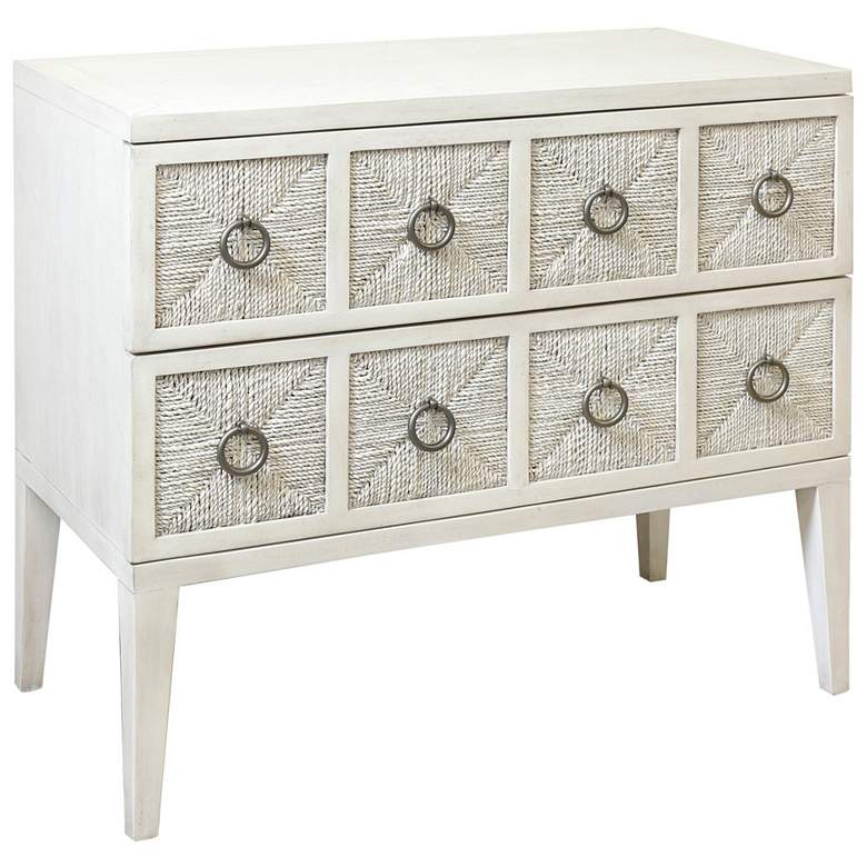 Image 1 Two Drawer Woven Banana Rope White Wash Chest