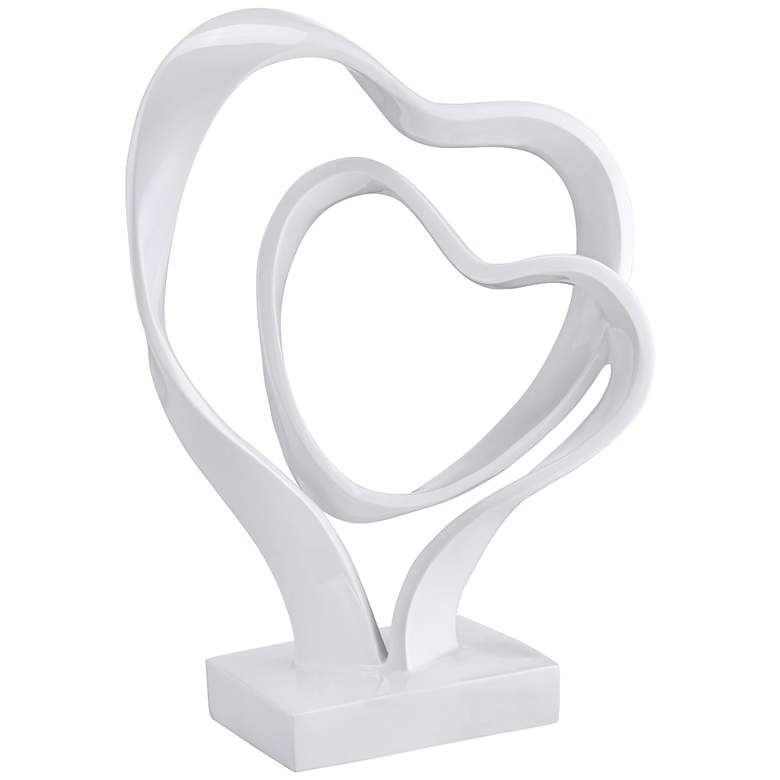 Image 1 Two Hearts as One 14 1/4 inch High White Sculpture