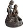 Two Kids Over Pond 26" High Bronze LED Floor Water Fountain