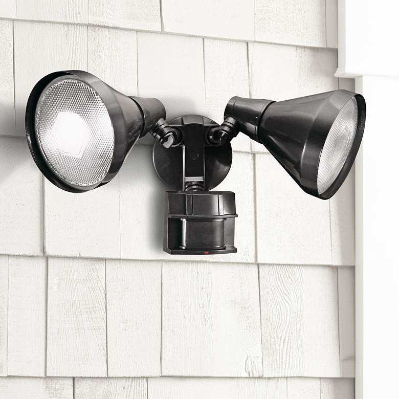 Two-Light Bronze 180-Degree Motion Sensor Security Light