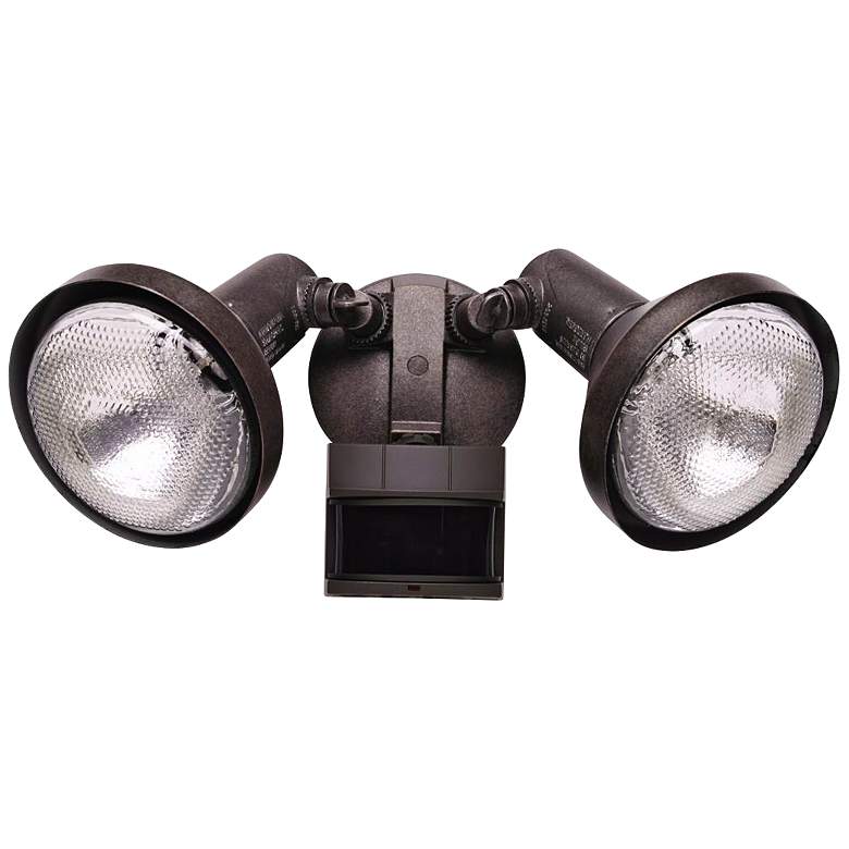 Image 1 Two Light Rustic Brown Outdoor Spotlight with Motion Sensor
