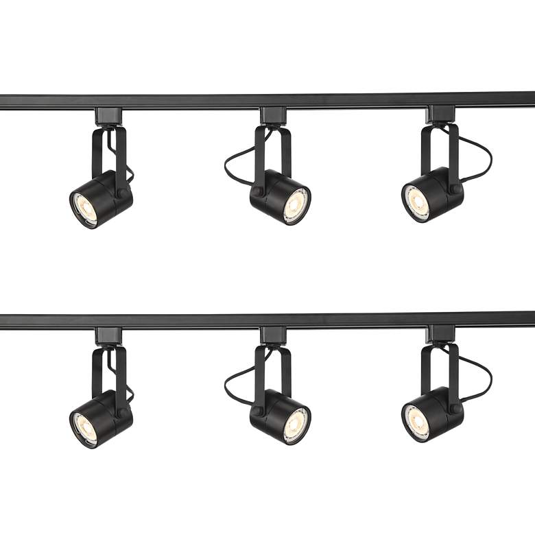 Image 1 Two Linear 3-Light Black LED Bullet Track Kits w/Connector