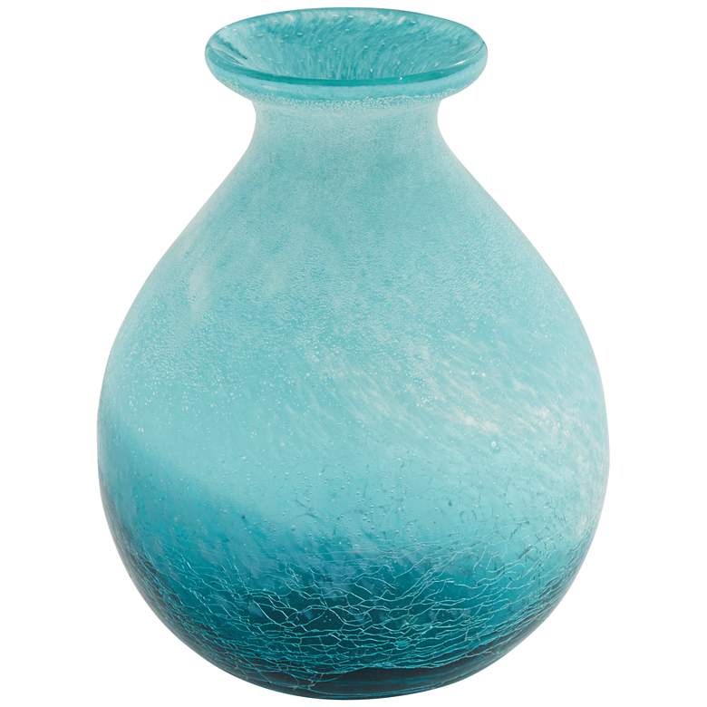 Image 1 Two-Tone Blue 9" High Round Glass Decorative Vase
