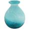 Two-Tone Blue 9" High Round Glass Decorative Vase