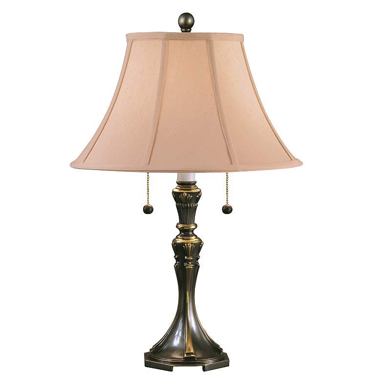 Image 1 Two-Tone French Bronze Beige Textured Shade Table Lamp