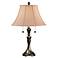 Two-Tone French Bronze Beige Textured Shade Table Lamp