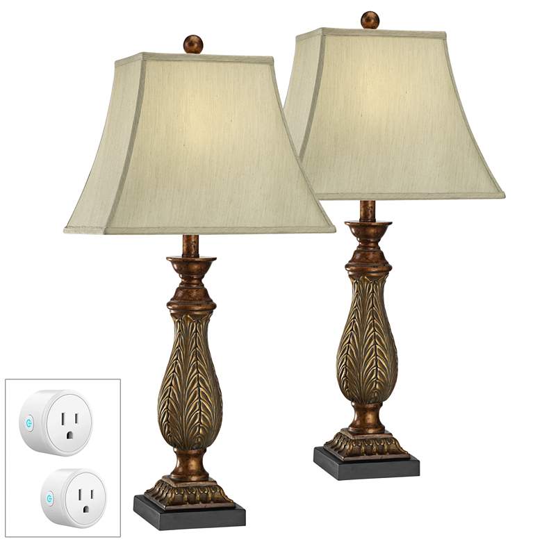 Image 1 Two-Tone Gold Table Lamps Set of 2 with WiFi Smart Sockets