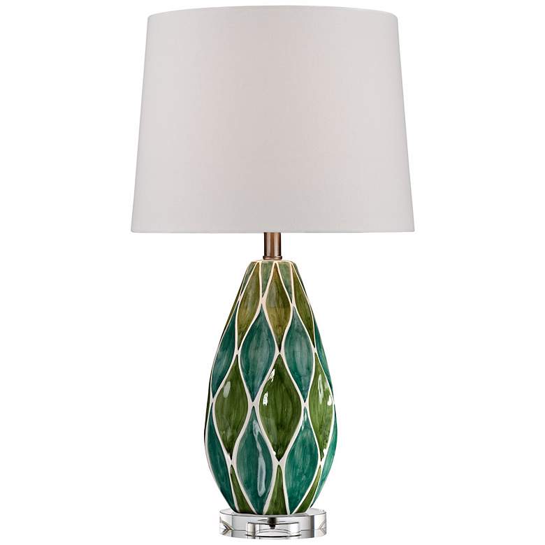 Image 1 Two-Tone Green Ceramic Table Lamp