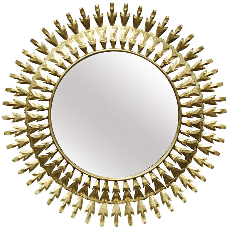 Image 1 Two-Way Arrows Gold Foil 30 inch Round Sunburst Wall Mirror