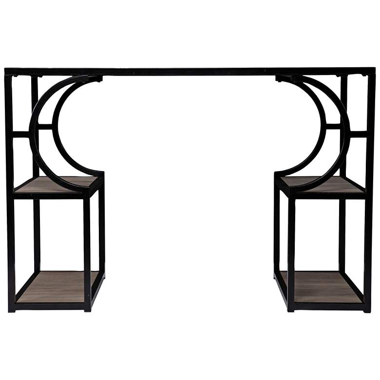 Image 3 Tyberton 44" Wide Brown Wood and Steel 4-Shelf Computer Writing Desk more views
