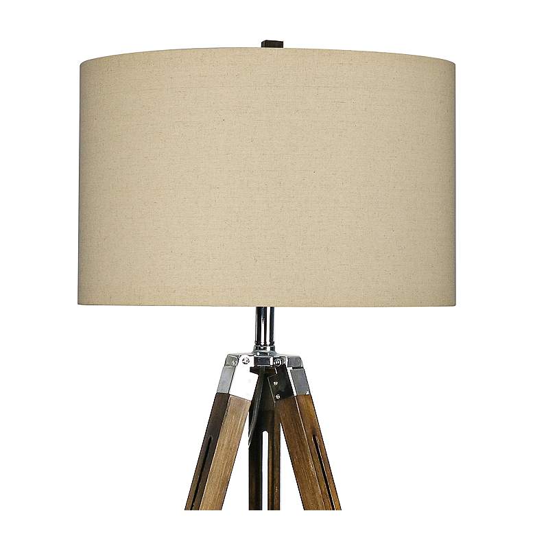 Image 3 Tycho Coffee Wood and Nickel Metal Tripod Floor Lamp more views