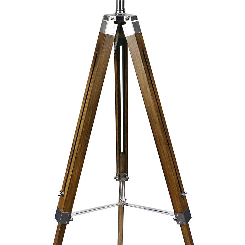 Image 4 Tycho Coffee Wood and Nickel Metal Tripod Floor Lamp more views