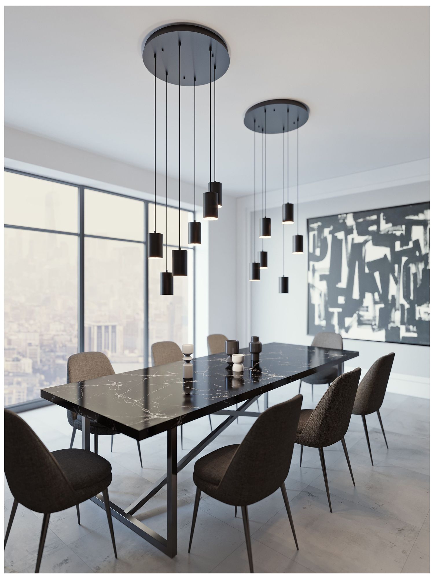 Image 2 Tyke 24" 6 Light Round Satin Brass Pendant more views