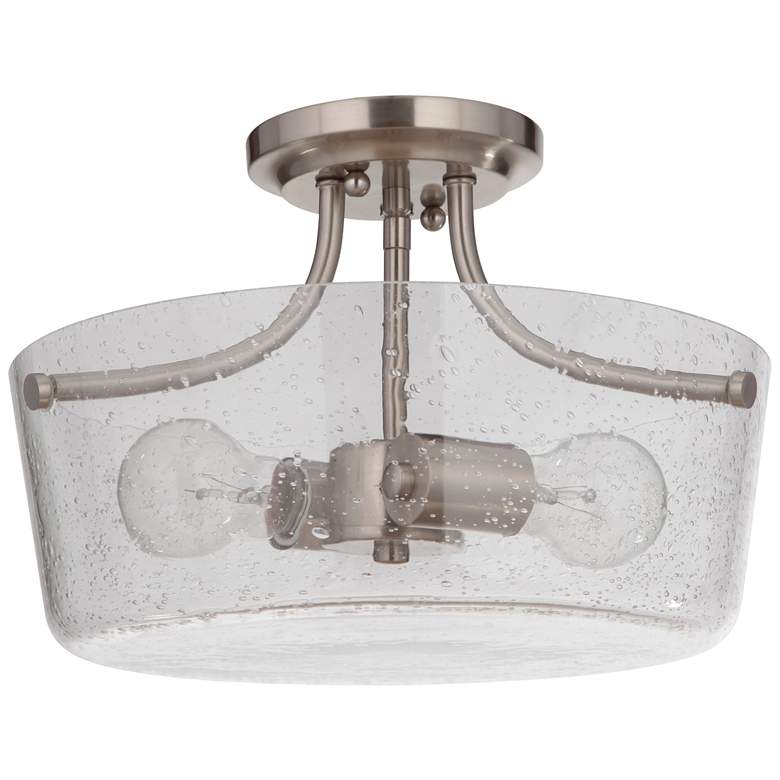 Image 1 Tyler 2 Light Semi Flush in Brushed Polished Nickel with Clear Seeded Glass