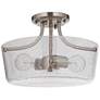 Tyler 2 Light Semi Flush in Brushed Polished Nickel with Clear Seeded Glass