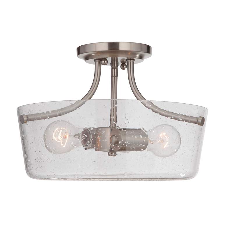 Image 2 Tyler 2 Light Semi Flush in Brushed Polished Nickel with Clear Seeded Glass more views