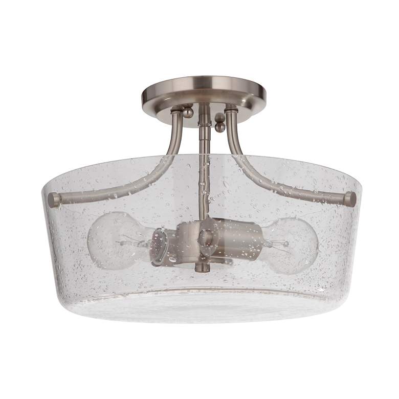 Image 5 Tyler 2 Light Semi Flush in Brushed Polished Nickel with Clear Seeded Glass more views