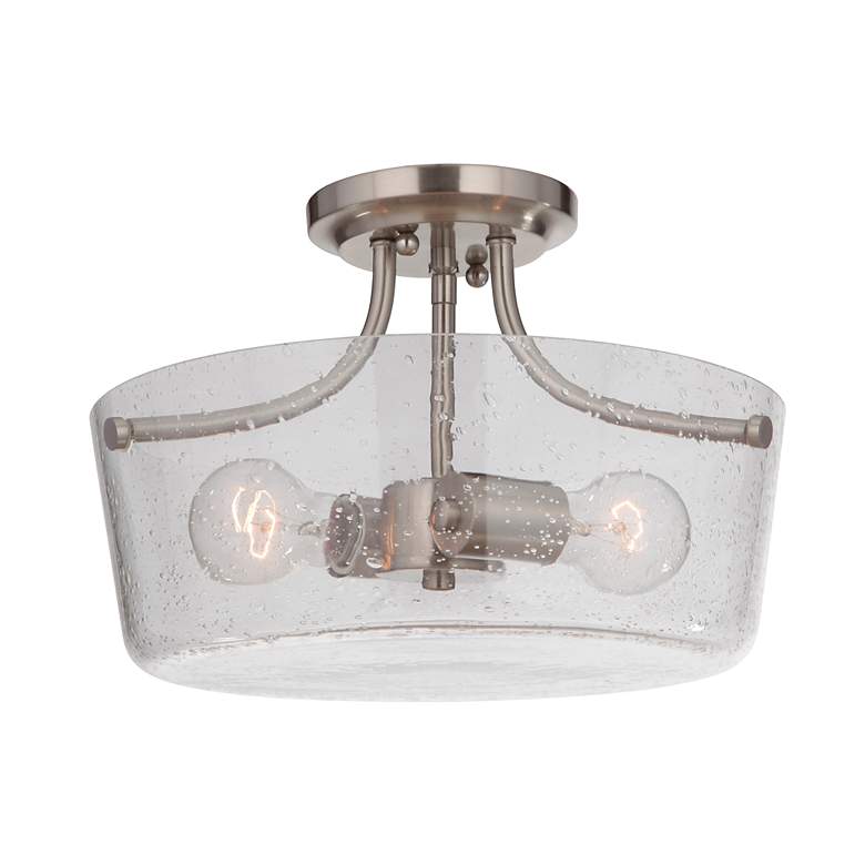 Image 6 Tyler 2 Light Semi Flush in Brushed Polished Nickel with Clear Seeded Glass more views