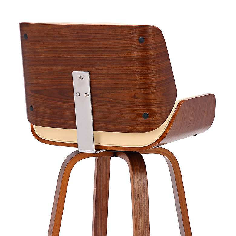 Image 4 Tyler 26 in. Swivel Barstool in Cream Faux Leather and Walnut Wood more views