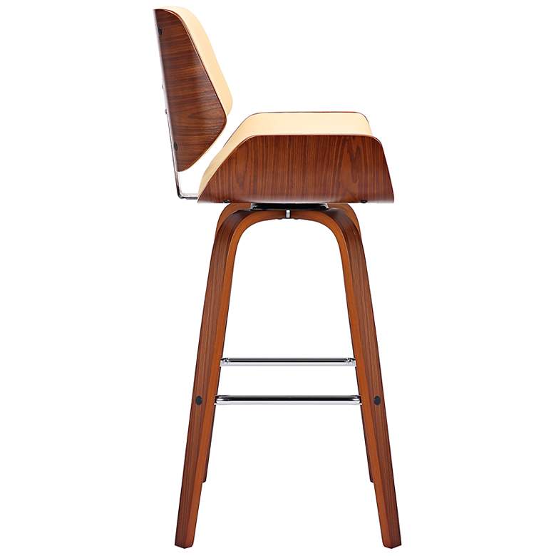 Image 6 Tyler 26 in. Swivel Barstool in Cream Faux Leather and Walnut Wood more views