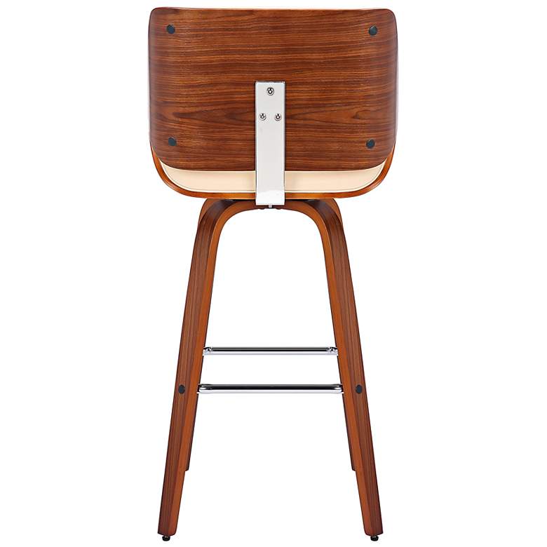 Image 7 Tyler 26 in. Swivel Barstool in Cream Faux Leather and Walnut Wood more views