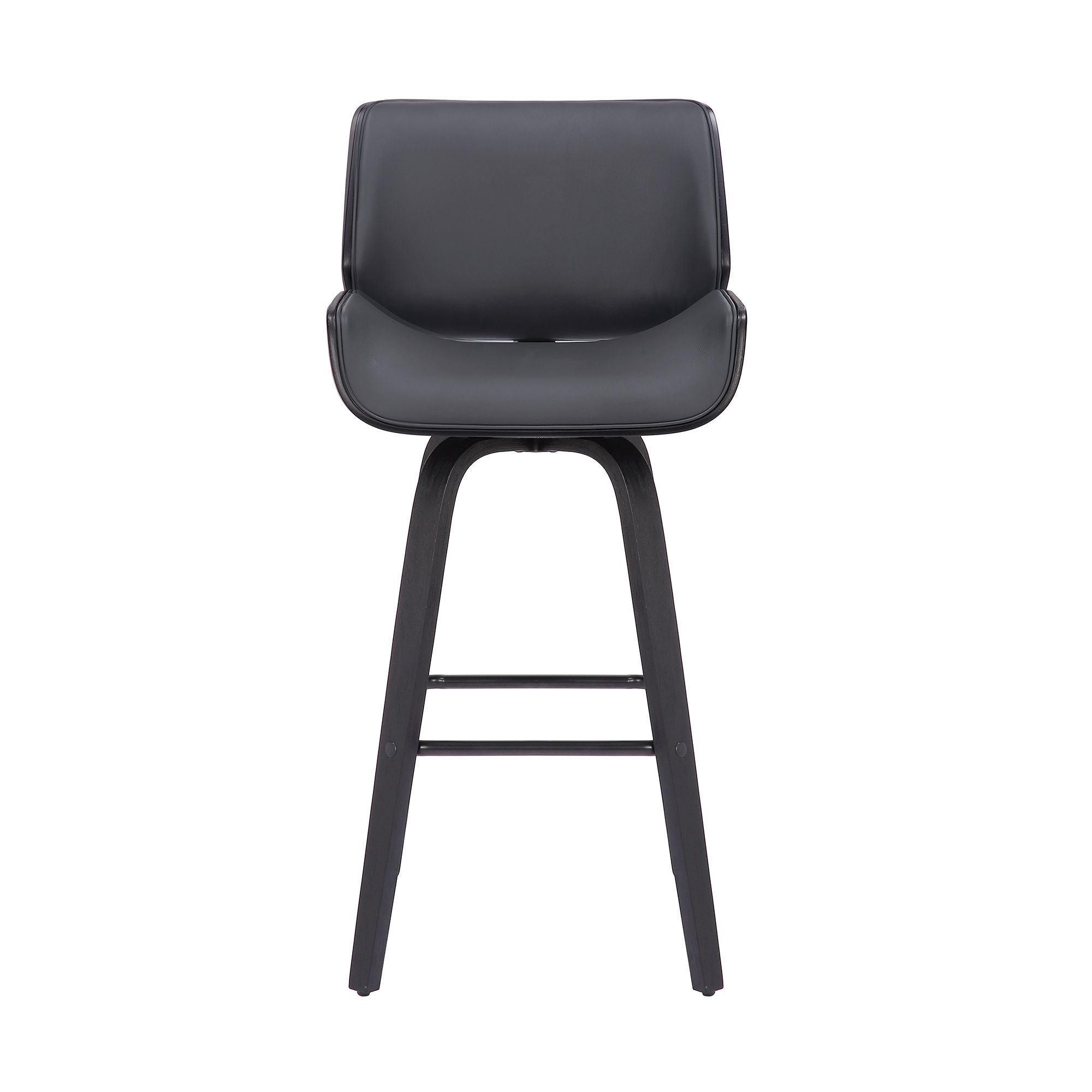 Image 2 Tyler 26 in. Swivel Barstool in Grey Faux Leather and Black Wood more views