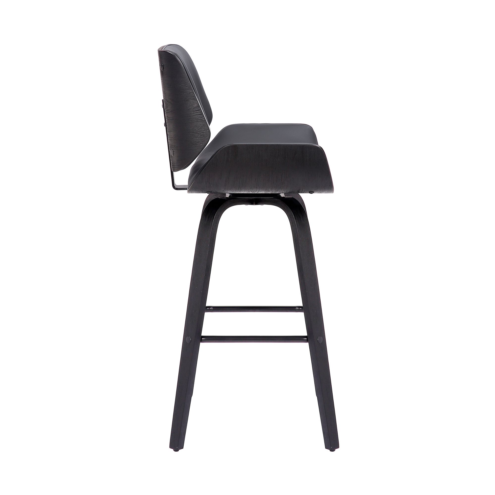 Image 3 Tyler 26 in. Swivel Barstool in Grey Faux Leather and Black Wood more views